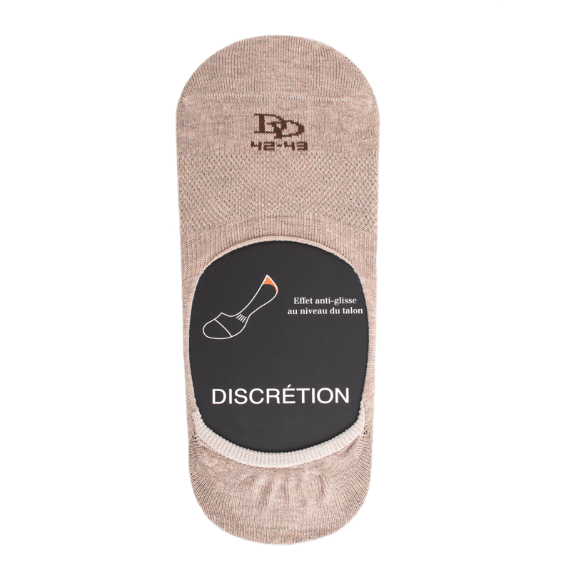 Chaussettes invisibles homme en fil d'écosse et bandes anti-glisse - Beige | Doré Doré